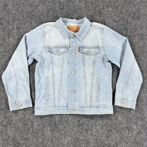 Levis Denim Jacket Kids 10 12 Light Wash Blue Trucker Button‎ Front Pockets